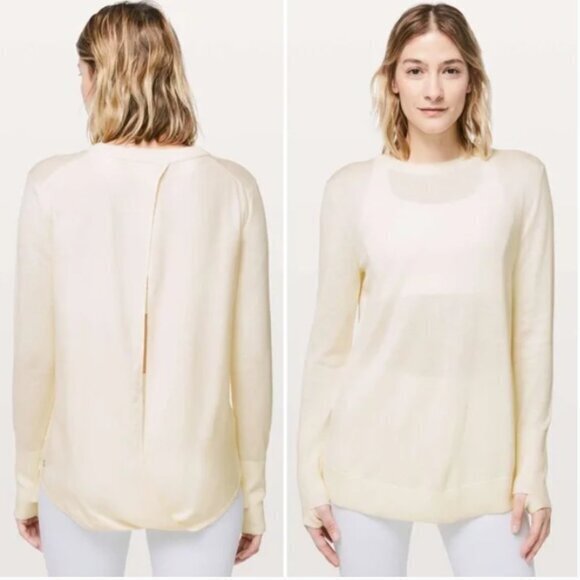 lululemon athletica Sweaters - LULULEMON Still At Ease Ivory Pullover Angel Wings Back Size 6